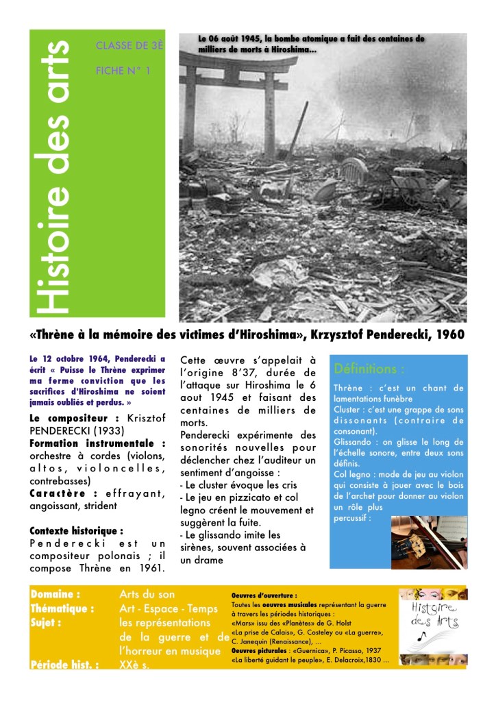 HDA 3è FICHE 1 - Les représentations de la guerre en musique